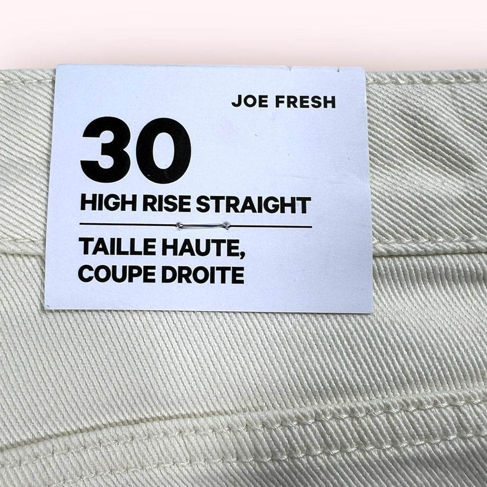 Joe Fresh High Rise Straight Leg Jeans White Cream Women’s 30 NWT Jillian Collab - Picture 2 of 13